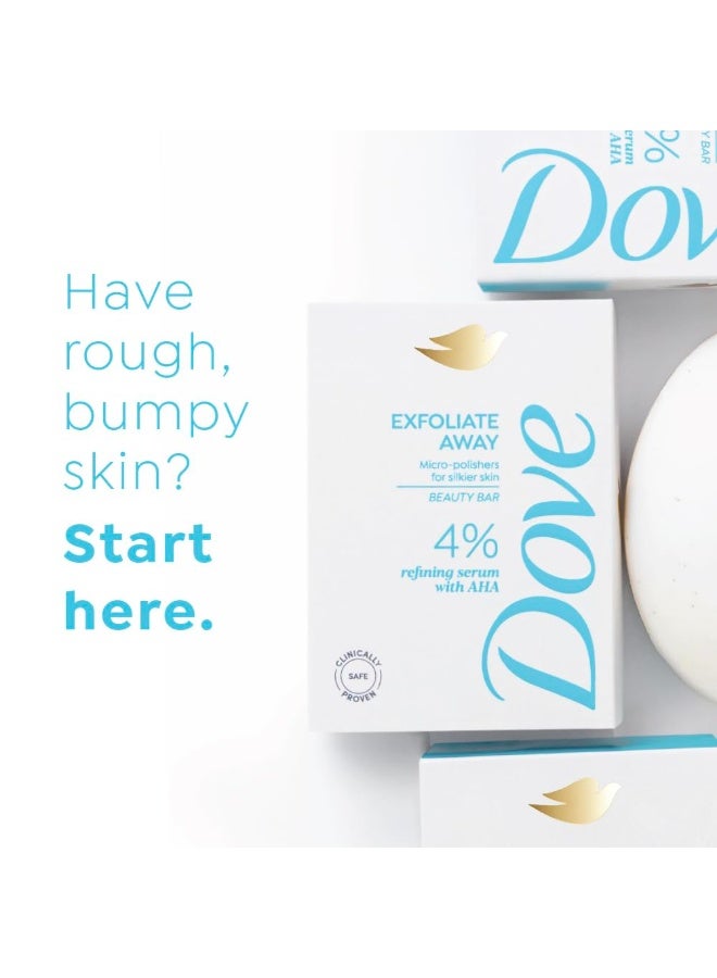 دوف صابون دوف إكسفوليت أواي سيروم بيوتي بار | سيروم مُنقي 4% + أحماض ألفا هيدروكسي | حبيبات دقيقة لبشرة أكثر نعومة | خالٍ من البارابين وكبريتات لوريل الصوديوم | 125 غرام - Image 2